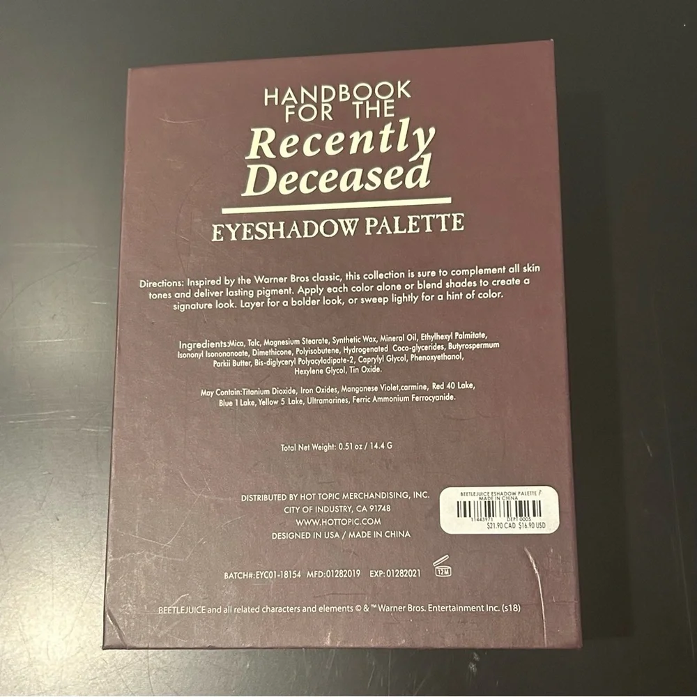 Hot Topic Handbook for the Recently Deceased Eyeshadow Palette RARE